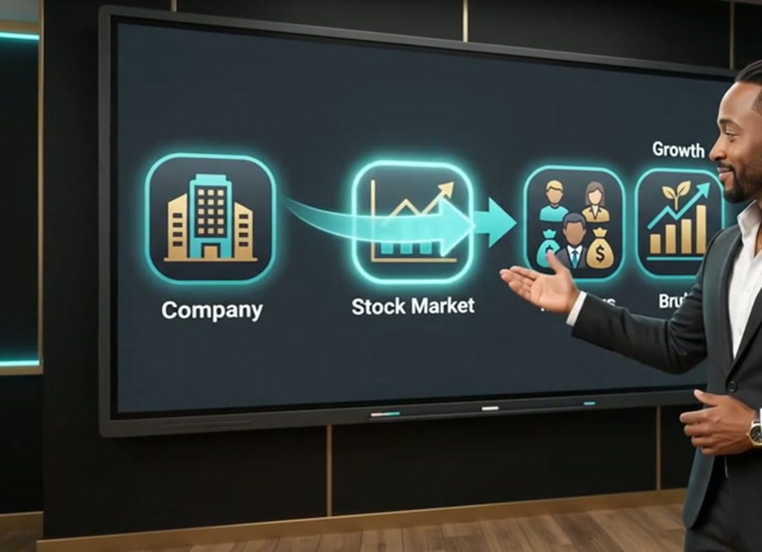 Actual course visual showing company market investor relationship